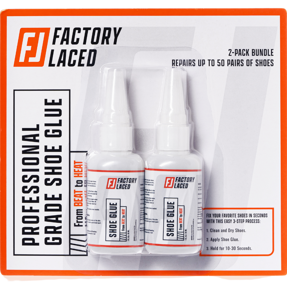 Factory Laced Shoe Glue: 2-Pack Shoe Repair Adhesive for Fixing Soles, Sneakers, Boots, Heels, Sandals and More! Waterproof Professional Grade Shoe